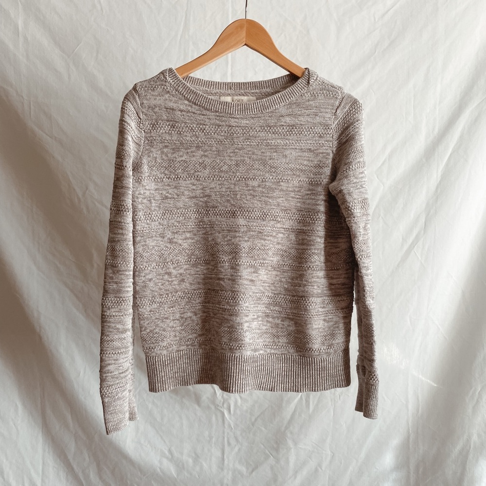 loft, textured sweater, grey, size medium, cotton